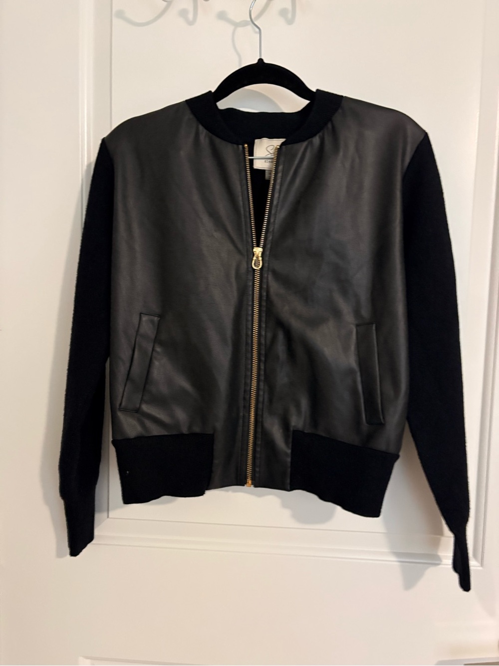 Sioni Faux Leather and Suede Black Zip Front Jacket NWOT